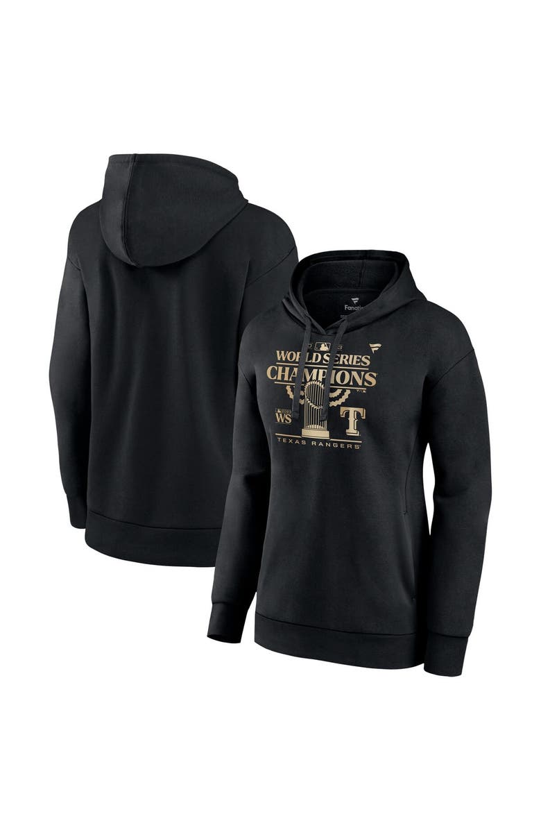 FANATICS Women's Fanatics Branded Black Texas Rangers 2023 World Series Champions Parade Pullover Hoodie, Main, color, 