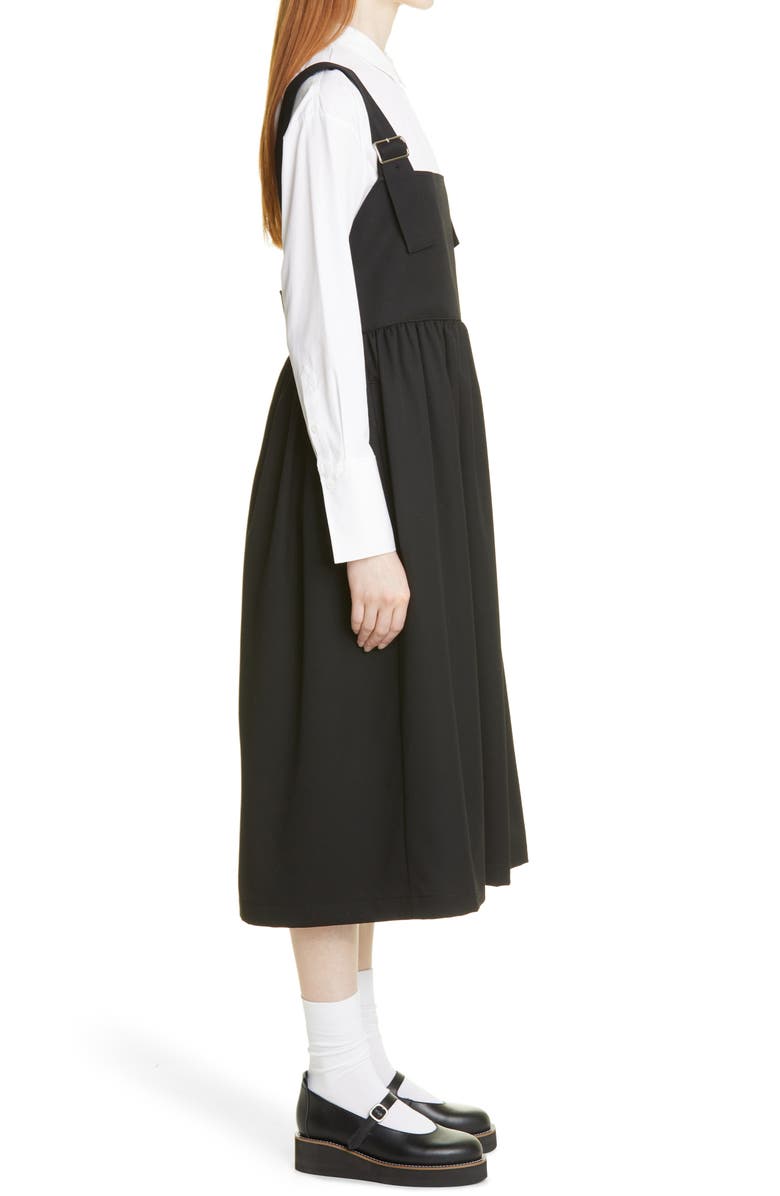 Tao Comme des Garçons Tricot Comme des Garçons Garment Dyed Wool Gabardine Pinafore Dress, Alternate, color,