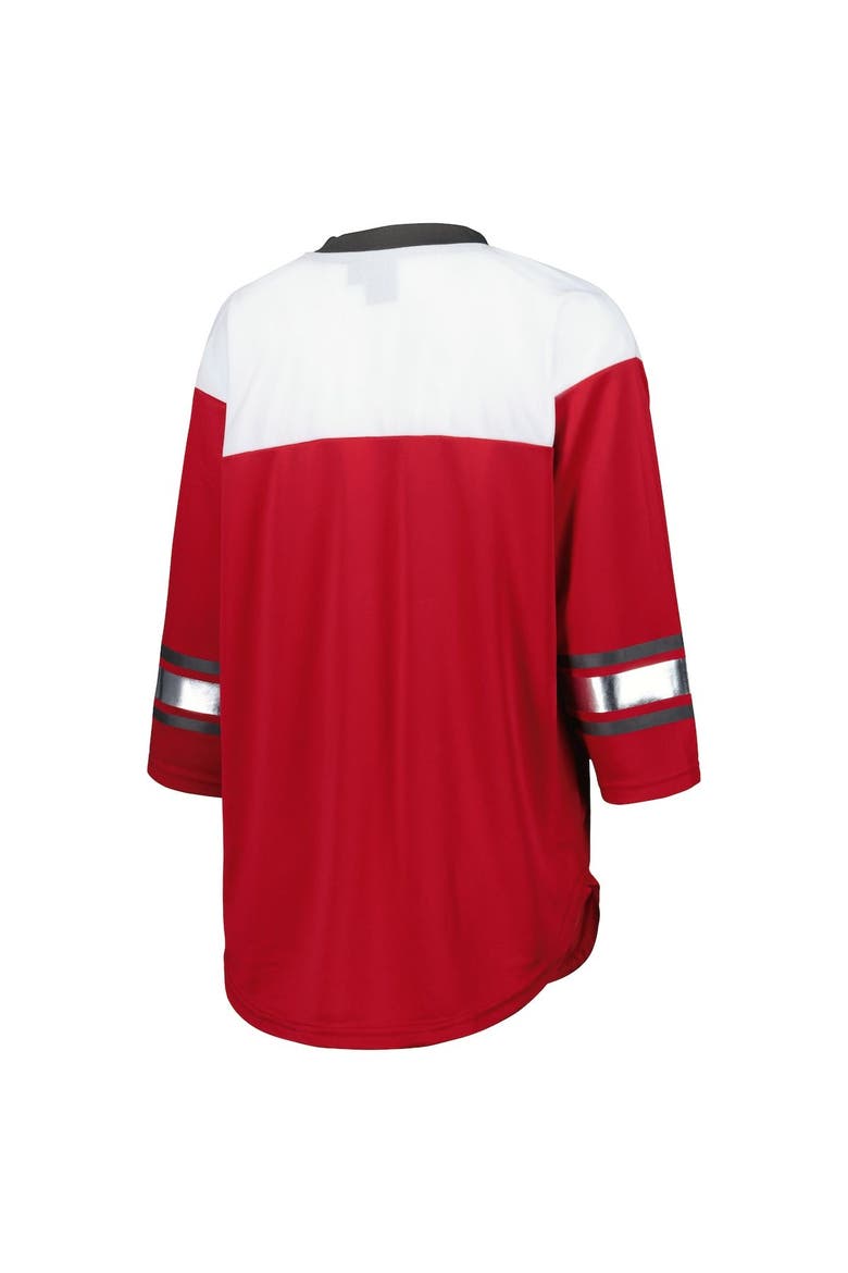 Women's G-III 4Her by Carl Banks Red/White Tampa Bay Buccaneers Double Team 3/4-Sleeve Lace-Up T-Shirt, Alternate, color, Red