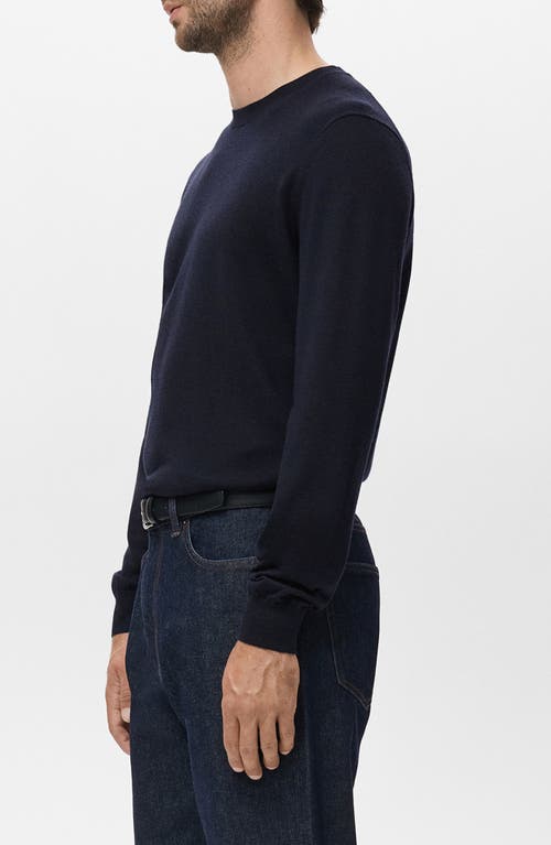 Mango Crewneck Wool Sweater In Blue