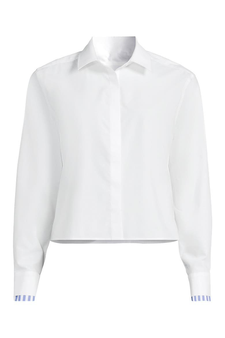 Plus Size Carefree Cotton Shirt with Removable Bow, Alternate, color, White
