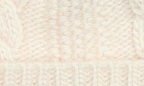 The North Face Kids Oh Mega Beanie With Faux Fur Pom In White Dune