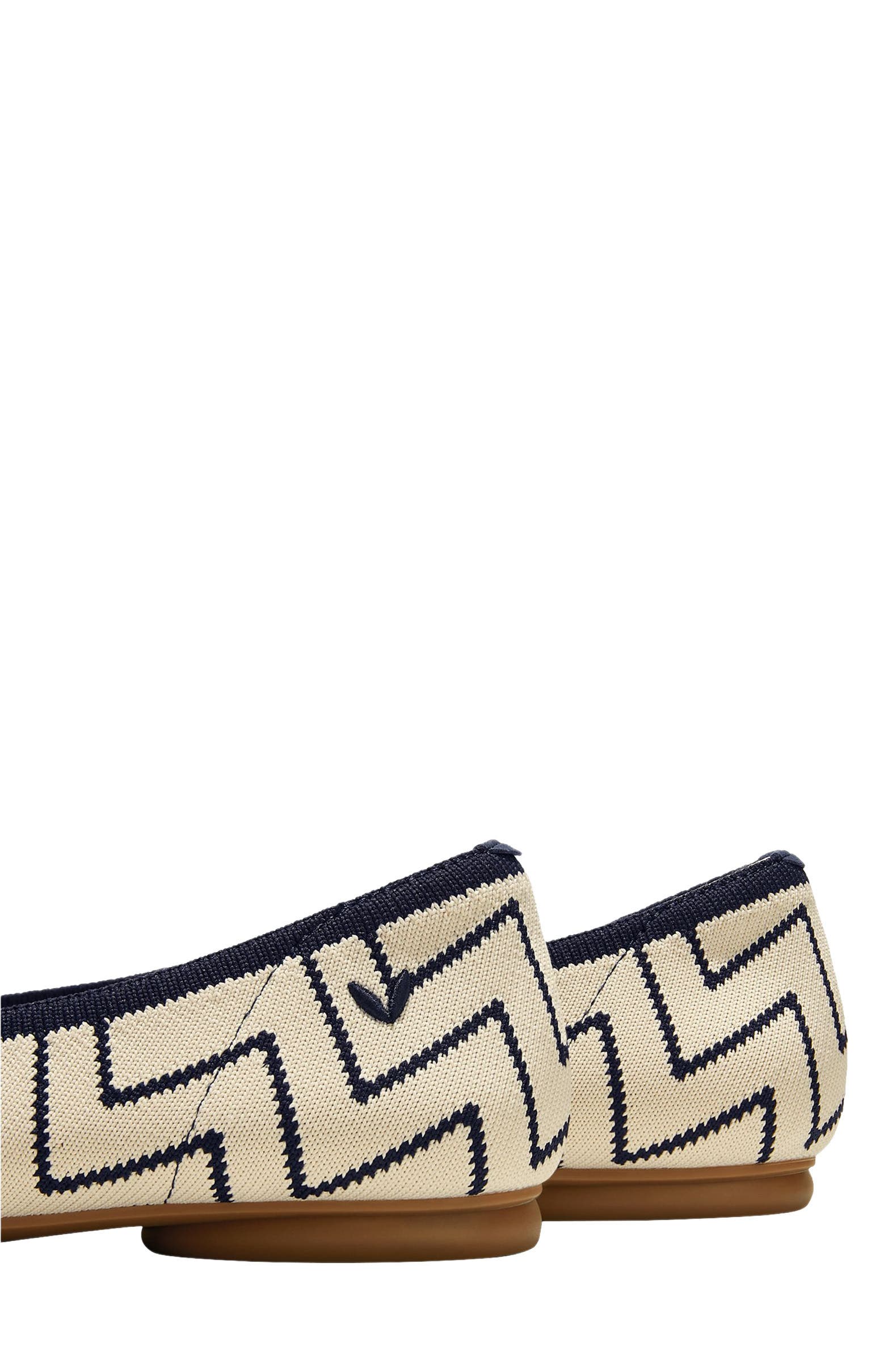 VIVAIA Almond-Toe Bow Flats, Alternate, color, Ivory Navy V-Print