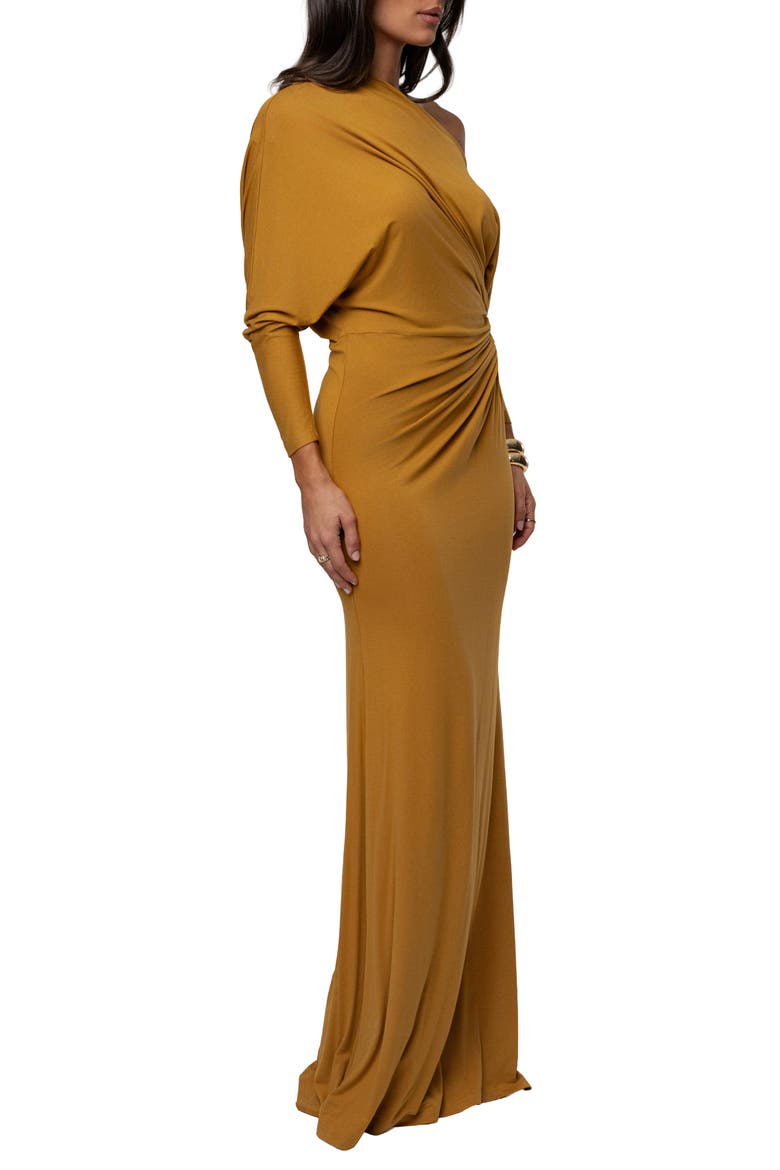Eternal Obession One-Shoulder Long Sleeve Maxi Dress, Alternate, color, YELLOW