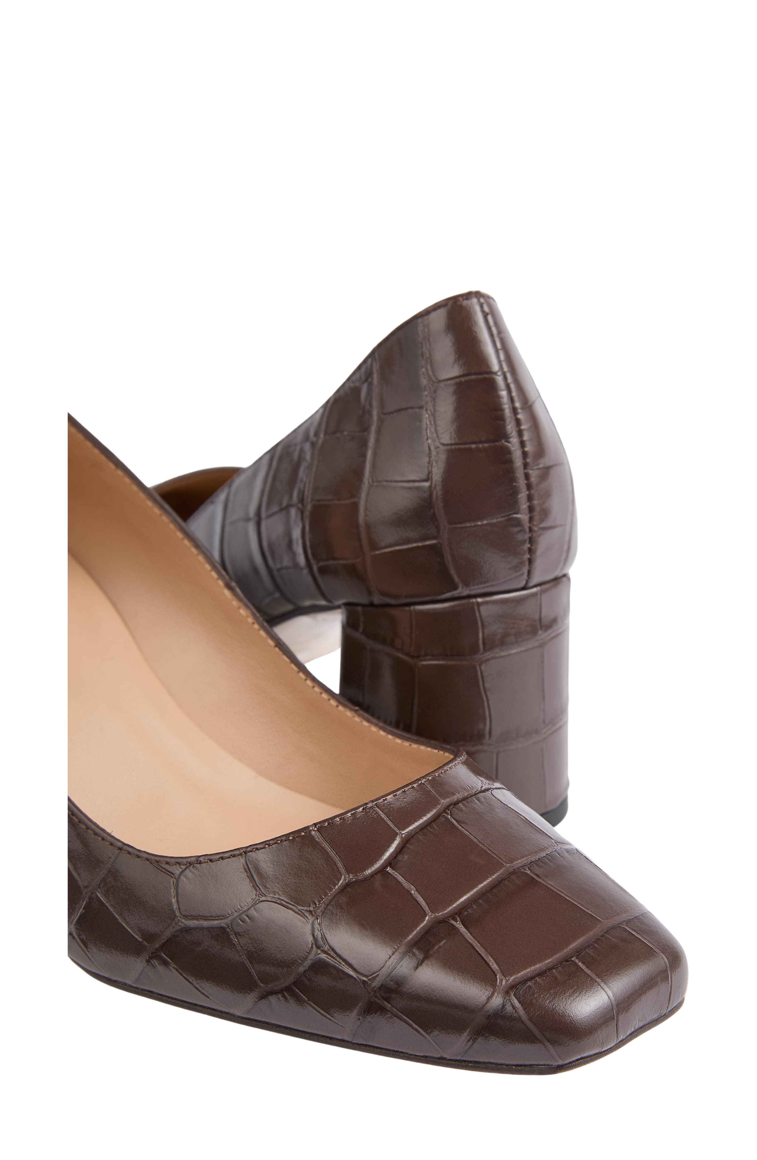 LK Bennett Sally Croc Embossed Pump, Alternate, color, Chocolate