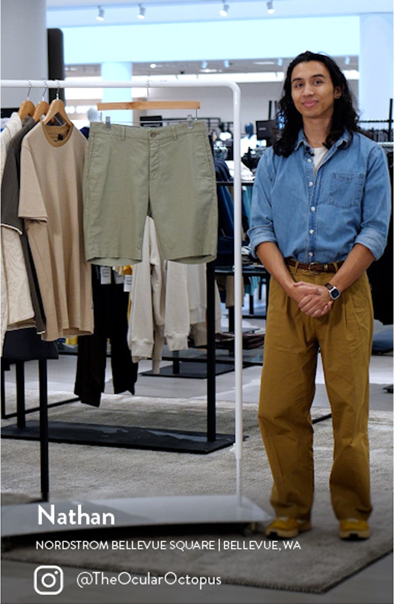 Flat Front Stretch Linen & Cotton Shorts, sales video thumbnail