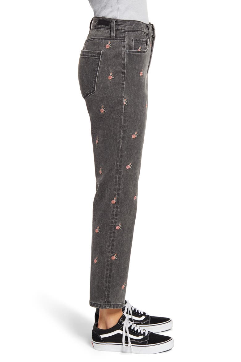 Rosebud Embroidered High Waist Crop Slim Jeans, Alternate, color, CANT HANDLE