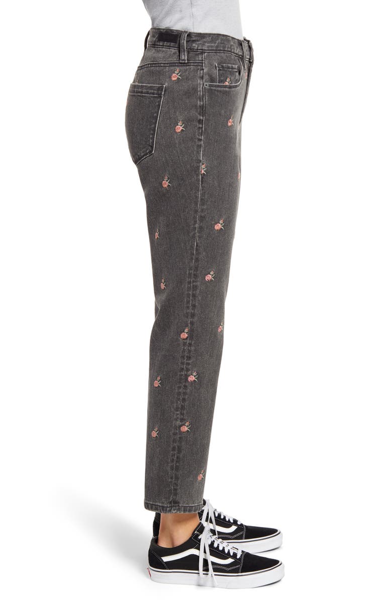 BLANKNYC Rosebud Embroidered High Waist Crop Slim Jeans, Alternate, color,