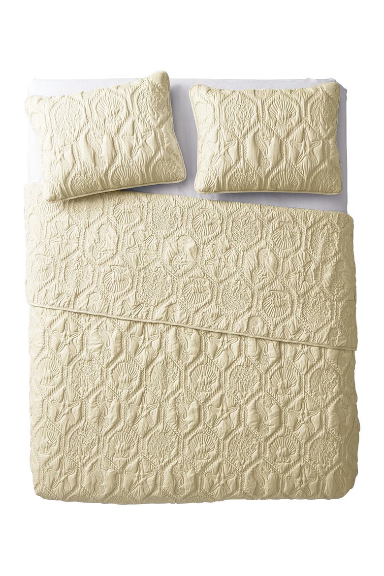 Shore Embossed Quilt Set - Queen, Alternate, color, TAN