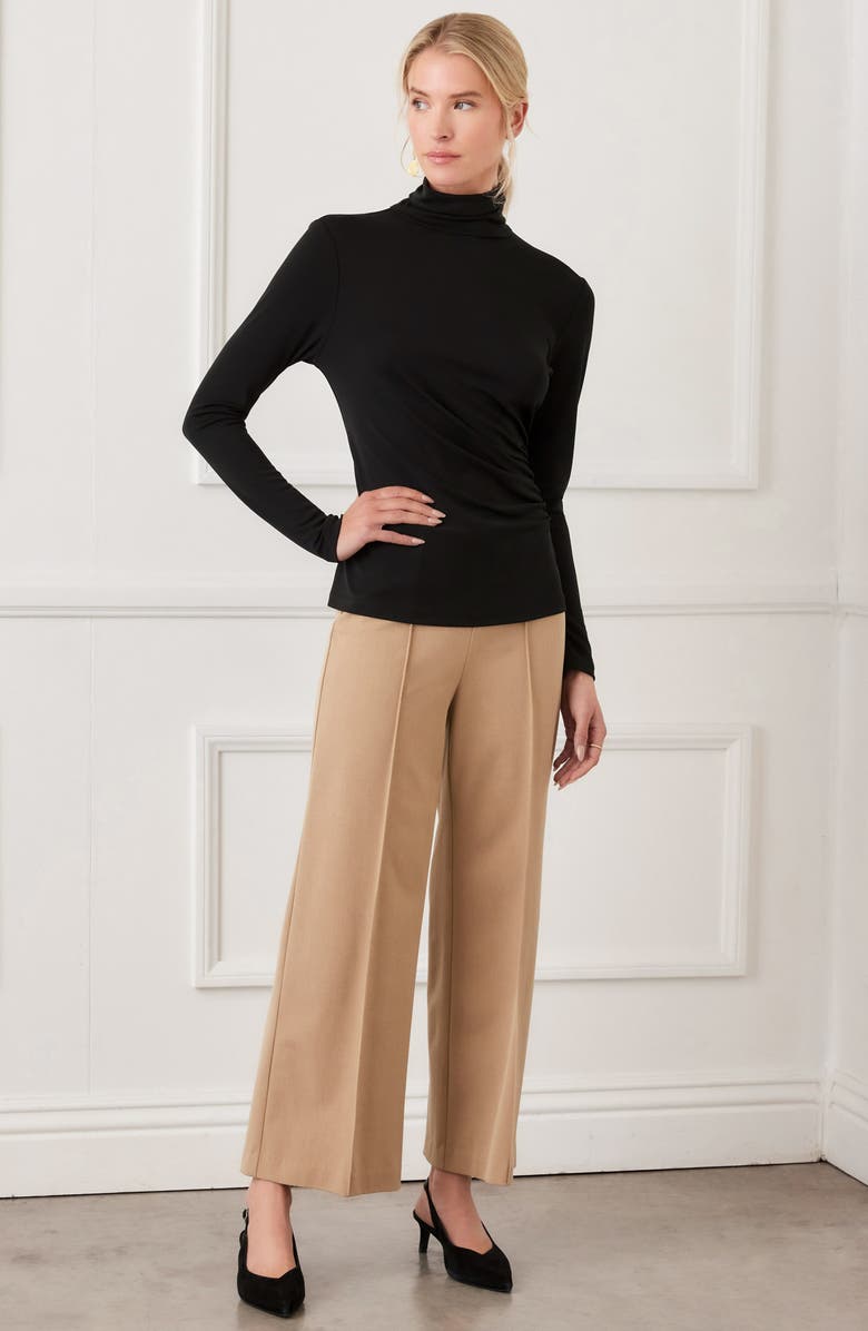 Karen Kane Pintuck Crop Wide Leg Pants, Alternate, color, Camel