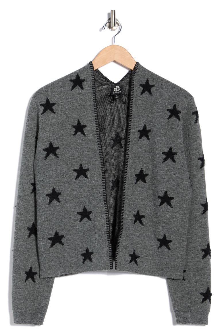Star Cardigan, Alternate, color, HEATHER GREY/ BLACK