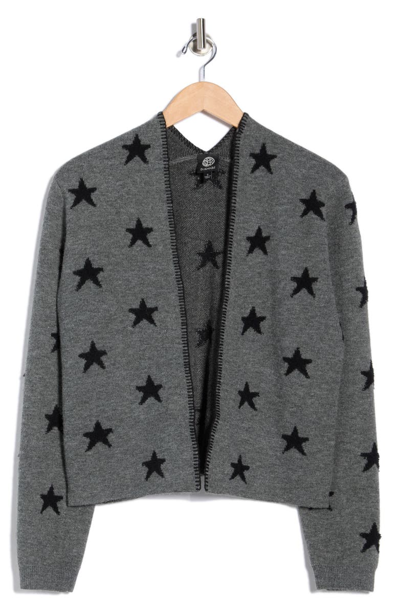 Bobeau Star Cardigan, Main, color, Heather Grey/ Black