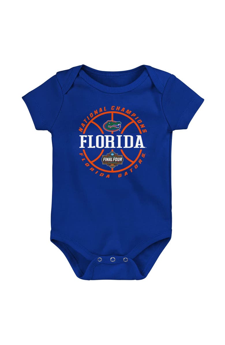Outerstuff Newborn Royal Florida Gators 2025 NCAA Men's Basketball National Champions Slam Dunk Bodysuit, Alternate, color,