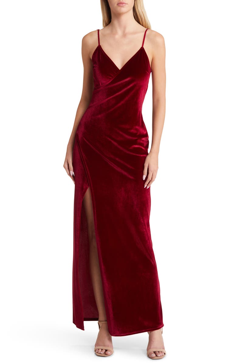 Lulus Debut Diva Velvet Gown, Main, color, 