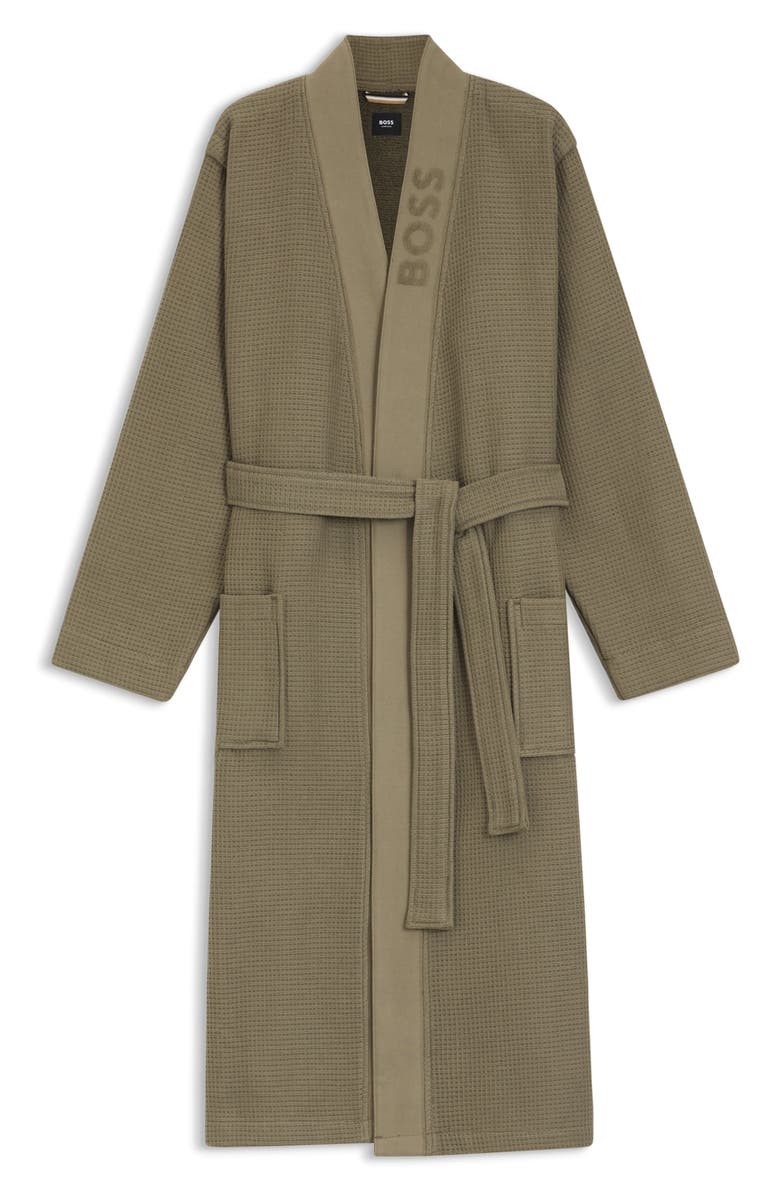 BOSS Waffle Cotton Blend Robe, Alternate, color, 