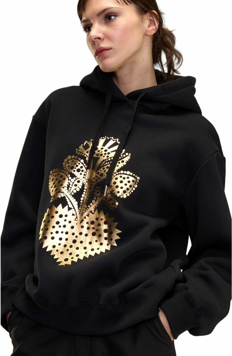 Cynthia Rowley Heart of Gold Hoodie, Alternate, color, Black