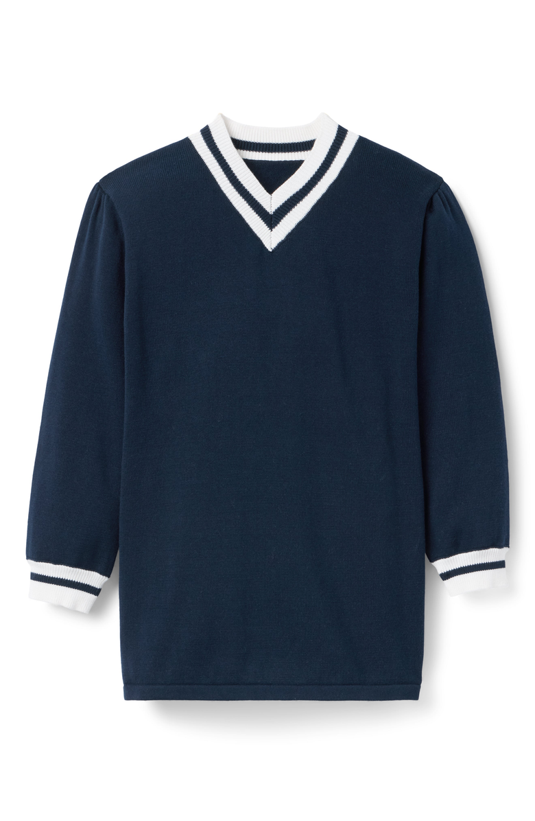 Little Paper Kids Georgia Long Sleeve Sweater Dress, Main, color, Navy