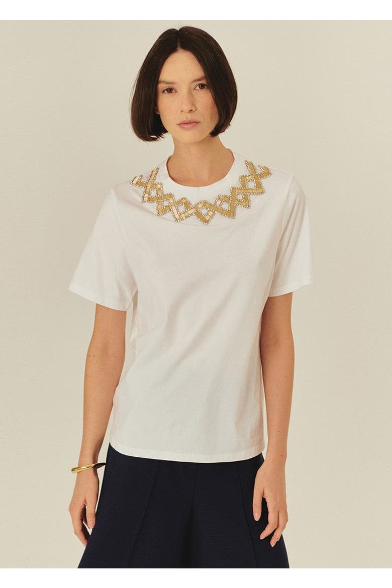 Elise Modern Luxe Accent Tee, Alternate, color, WHITE