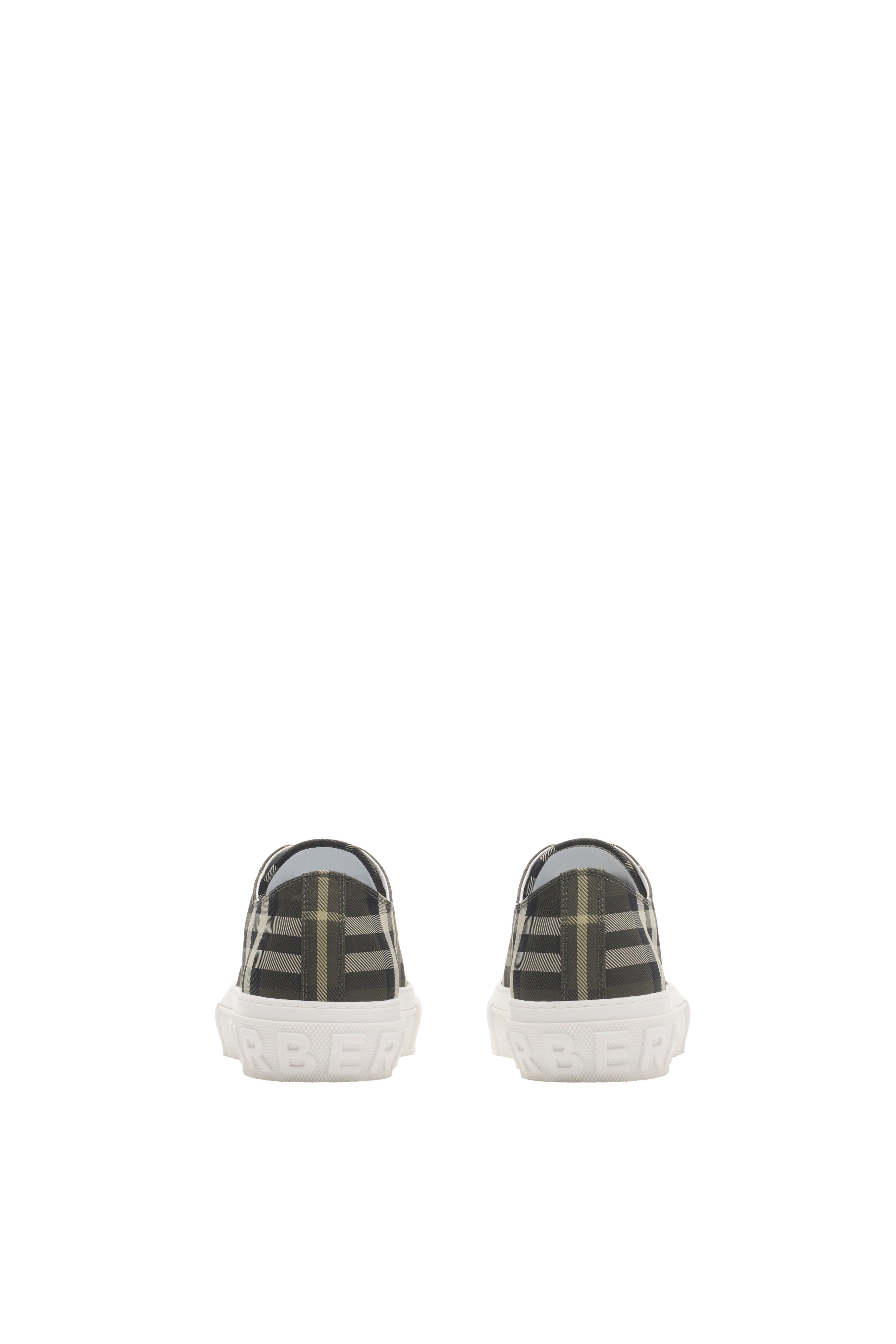 Burberry Check Nylon Blend Sneakers, Alternate, color, Thicket Brown
