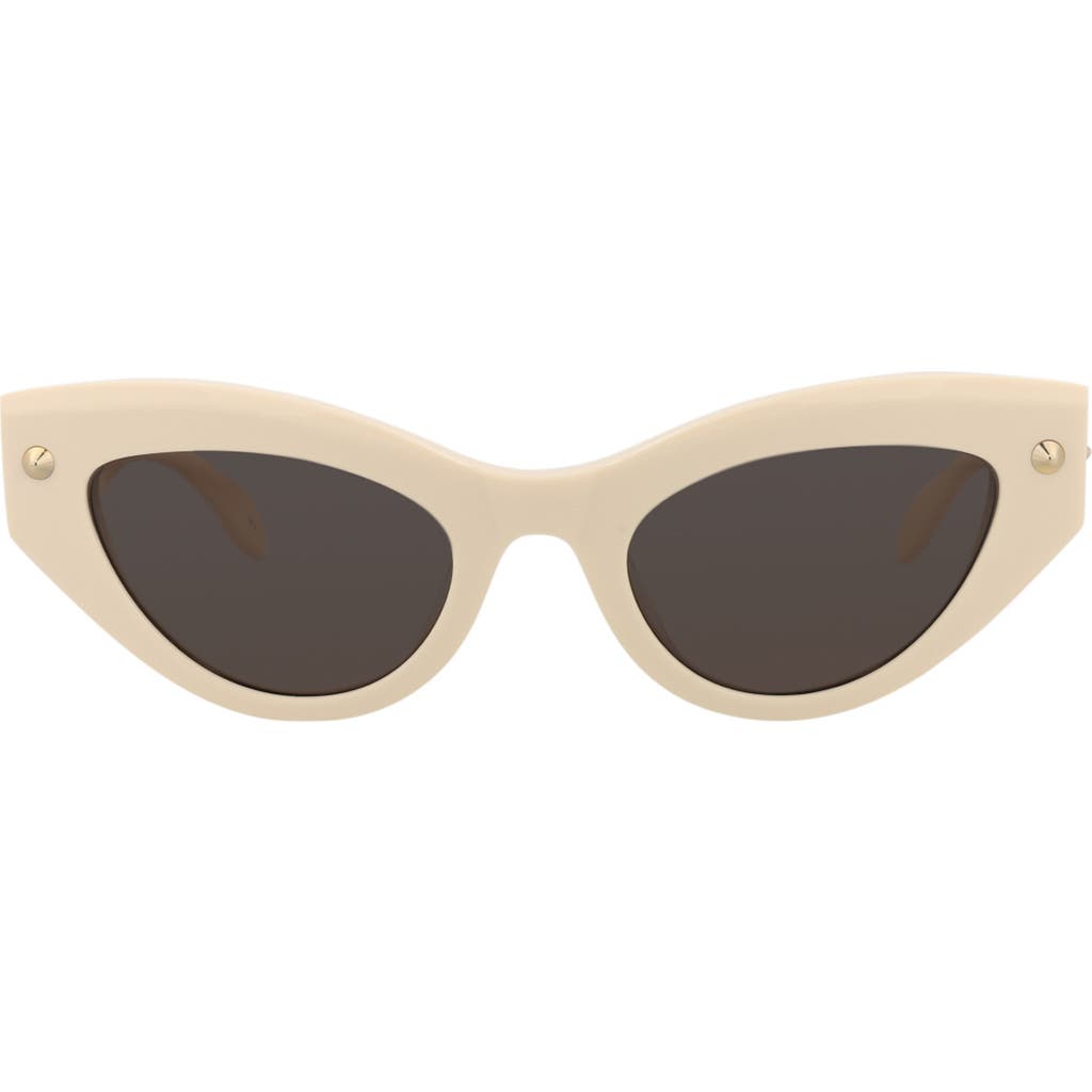 Alexander Mcqueen Mcqueen 52mm Cat Eye Sunglasses In Ivory Ivory Grey