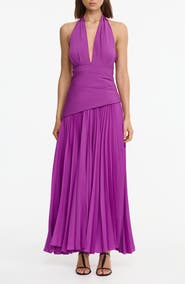 Acler Kerrison Pleat Maxi Halter Gown