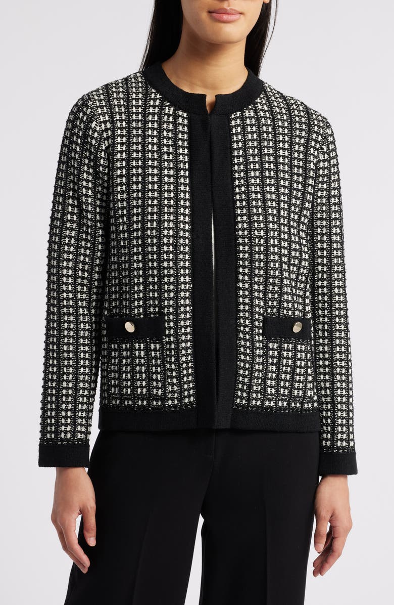 Anne Klein Kissing Textured Open Front Cardigan, Alternate, color, 