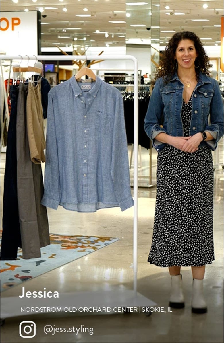 Linton Tailored Fit Check Linen Button-Down Shirt, sales video thumbnail