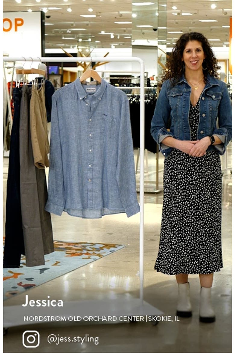 Linton Tailored Fit Check Linen Button-Down Shirt video