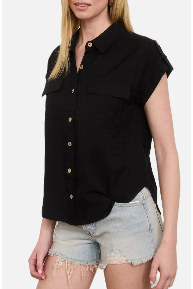 Button Front Shirt, Alternate, color, BLACK