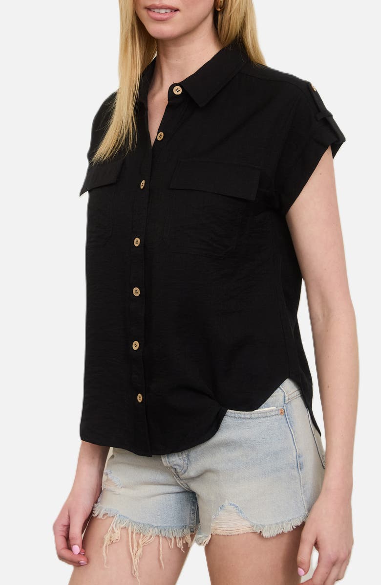 Blu Pepper Button Front Shirt, Alternate, color, Black