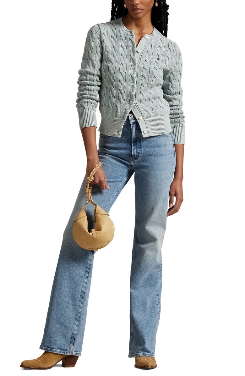 Polo Ralph Lauren Cable Cotton Cardigan, Alternate, color, 