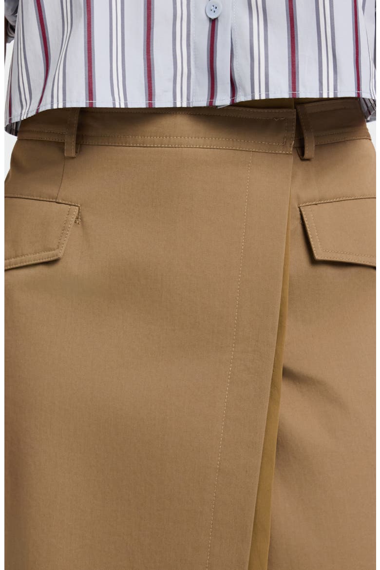 A Trip to the Met Cotton Wrap Midi Skirt, Alternate, color, BRITISH KHAKI