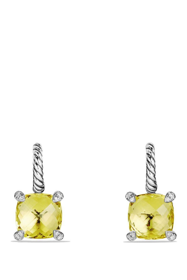 Châtelaine Drop Earrings with Semiprecious Stones and Diamonds, Alternate, color, SILVER/ HEMATINE