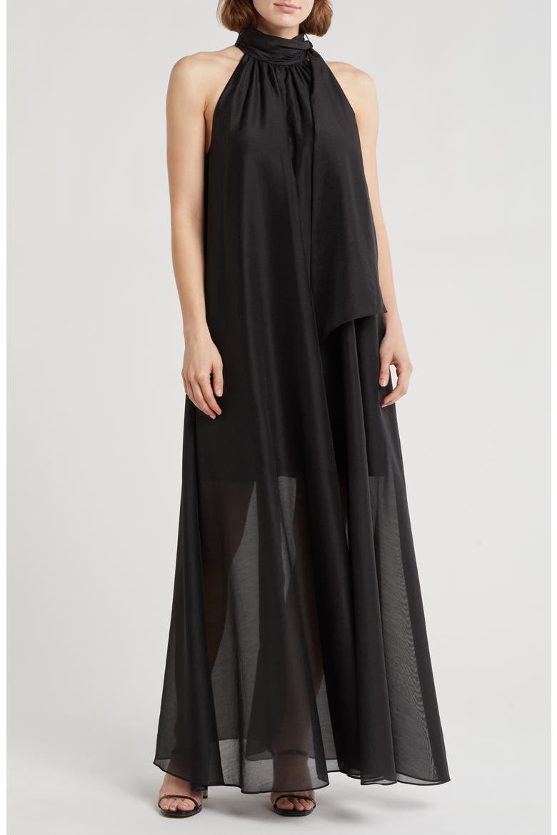 Arikka Sleeveless Organza Maxi Dress, Main, color, BLACK