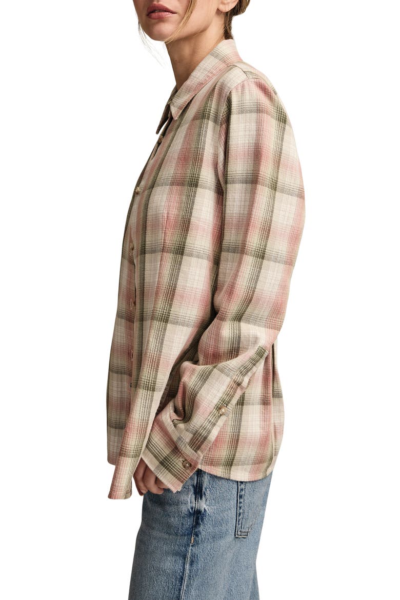 Plaid Button-Up Cotton Shirt, Alternate, color, PINK PLAID