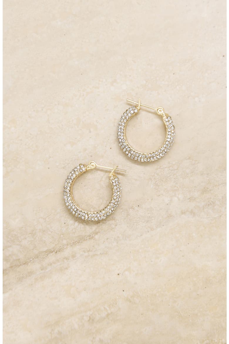 Crystal Embellished Hoop Earrings, Alternate, color, GOLD