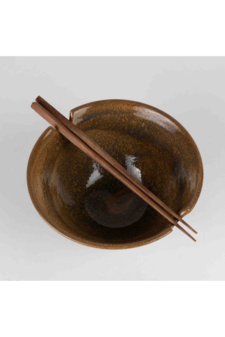 Chopsticks & Terracotta Bowl Set, Alternate, color, Brown