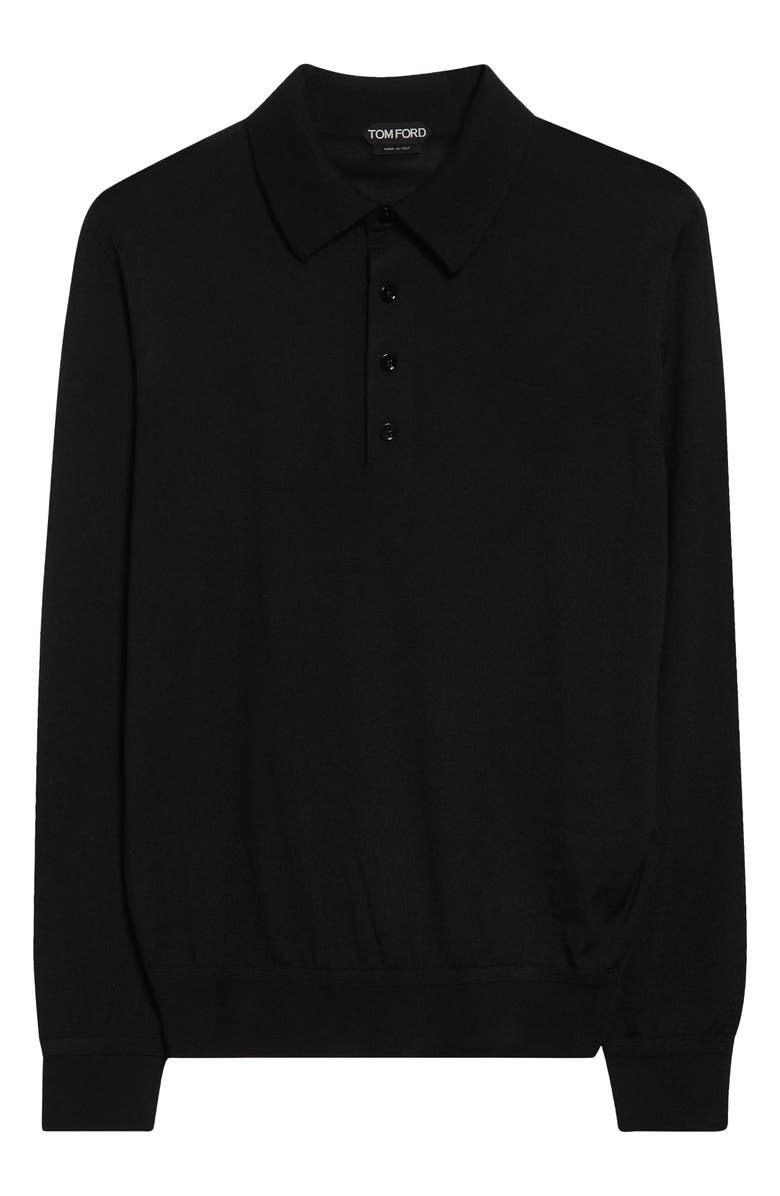 TOM FORD Fine Gauge Cashmere & Silk Polo Sweater, Alternate, color, Lb999 Black