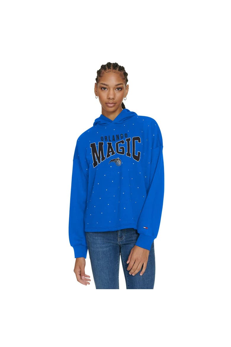Women's Tommy Jeans Blue Orlando Magic Stella Cropped Pullover Hoodie, Main, color, Blue