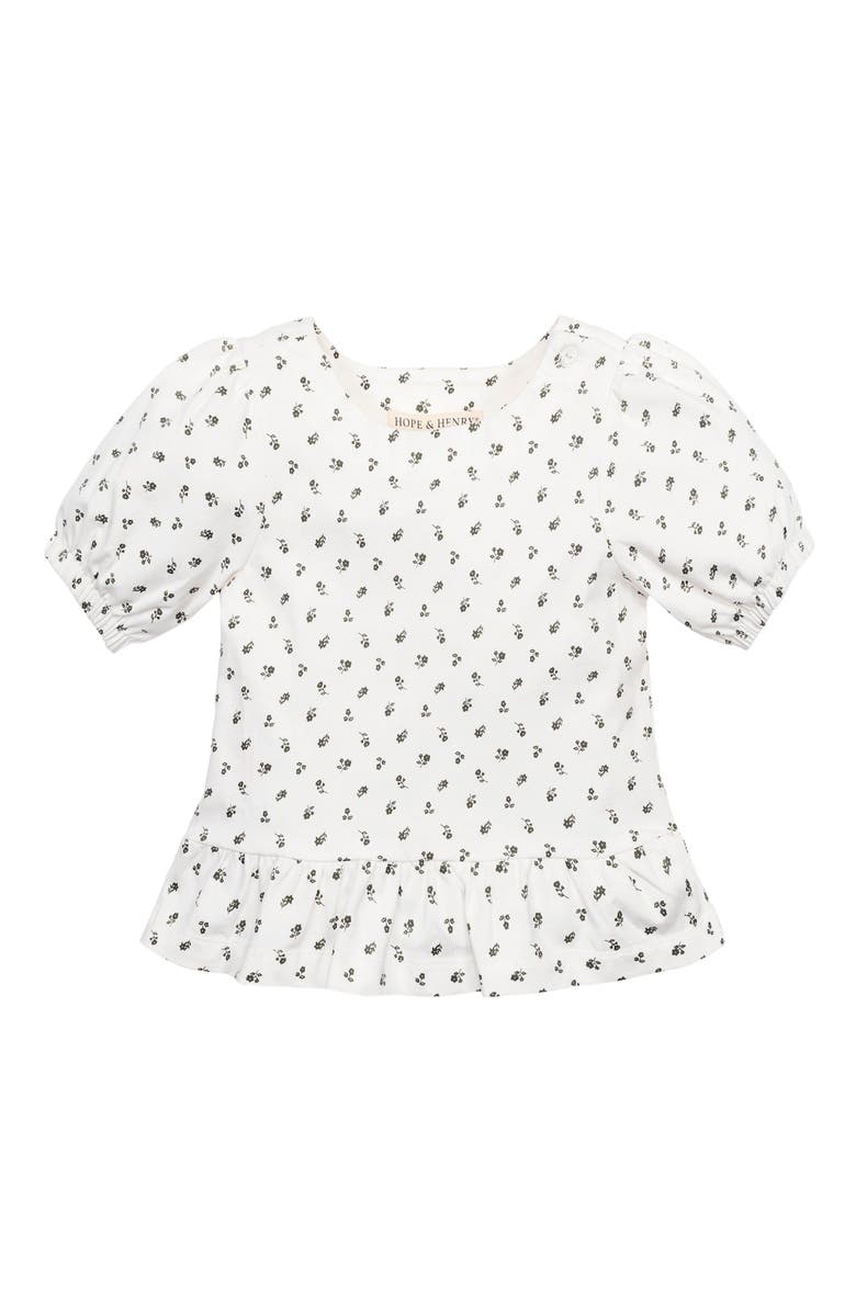 Hope & Henry Baby Girls' Organic Knit Peplum Top, Infant, Main, color, Provence Ditsy Floral