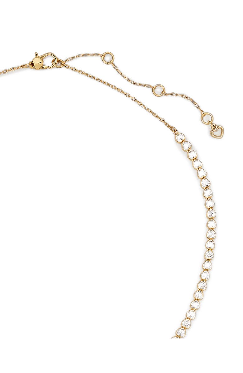 Kate Spade New York sweetheart delicate cubic zirconia tennis necklace, Alternate, color, Clear/Gold.