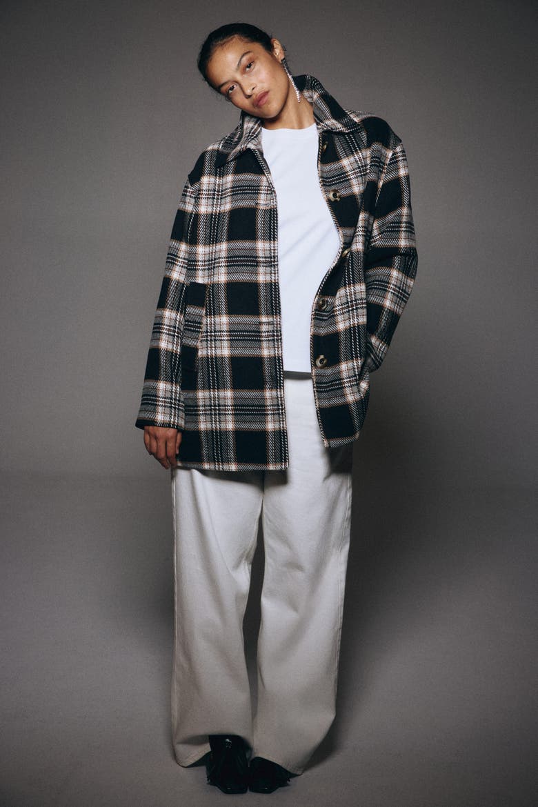 Oversized Coat, Alternate, color, Black/plaid