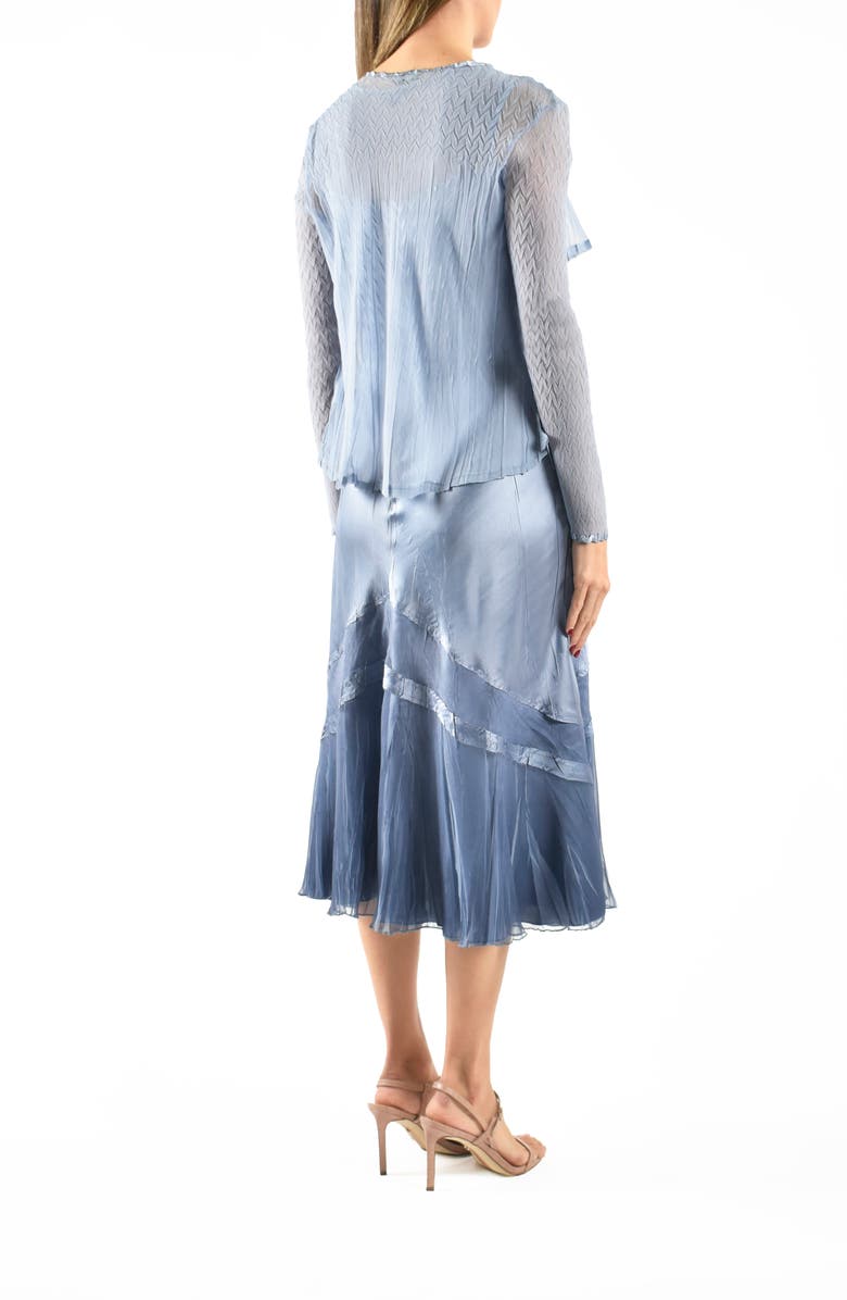 Komarov Tiered Charmeuse & Chiffon Cocktail Dress with Jacket, Alternate, color, Persian Violet Blue Ombre