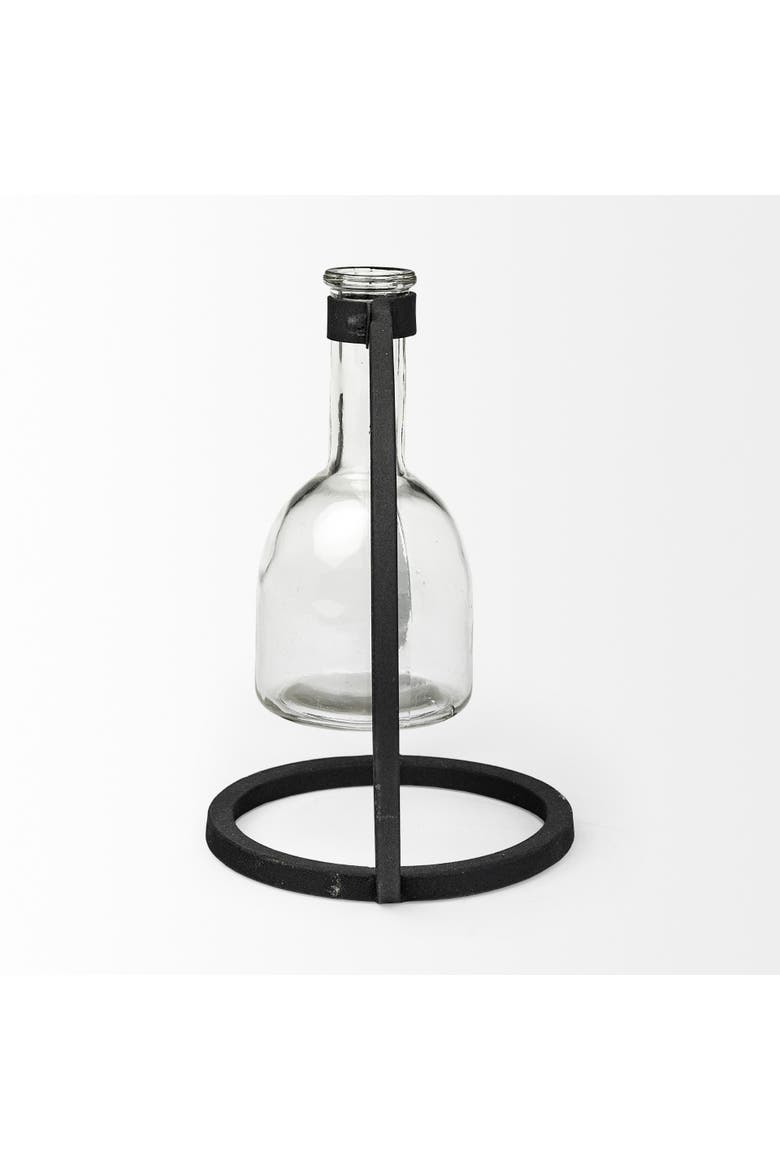 Monica Metal Glass Bottle Vase, Alternate, color, Black