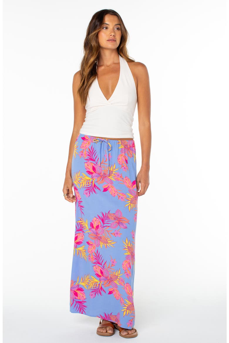 Iyla Floral Drawstring Maxi Skirt, Alternate, color, CORNFLOWER