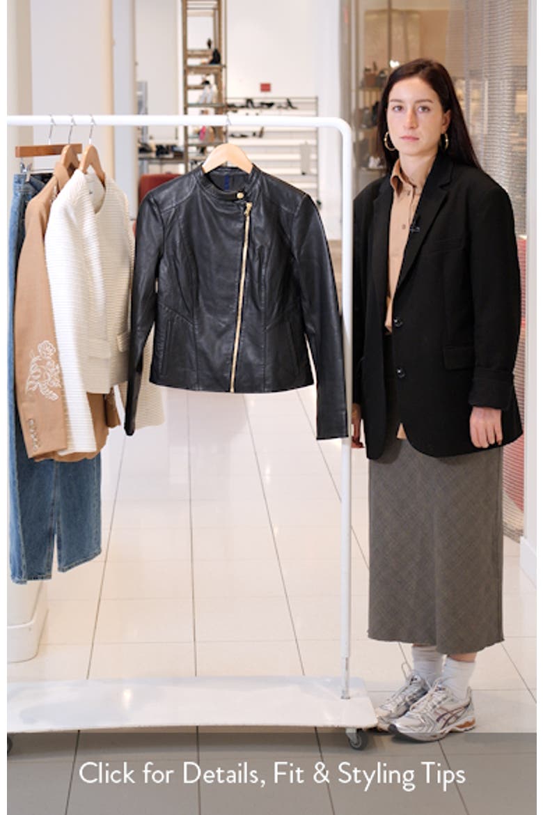 Band Collar Leather Moto Jacket video
