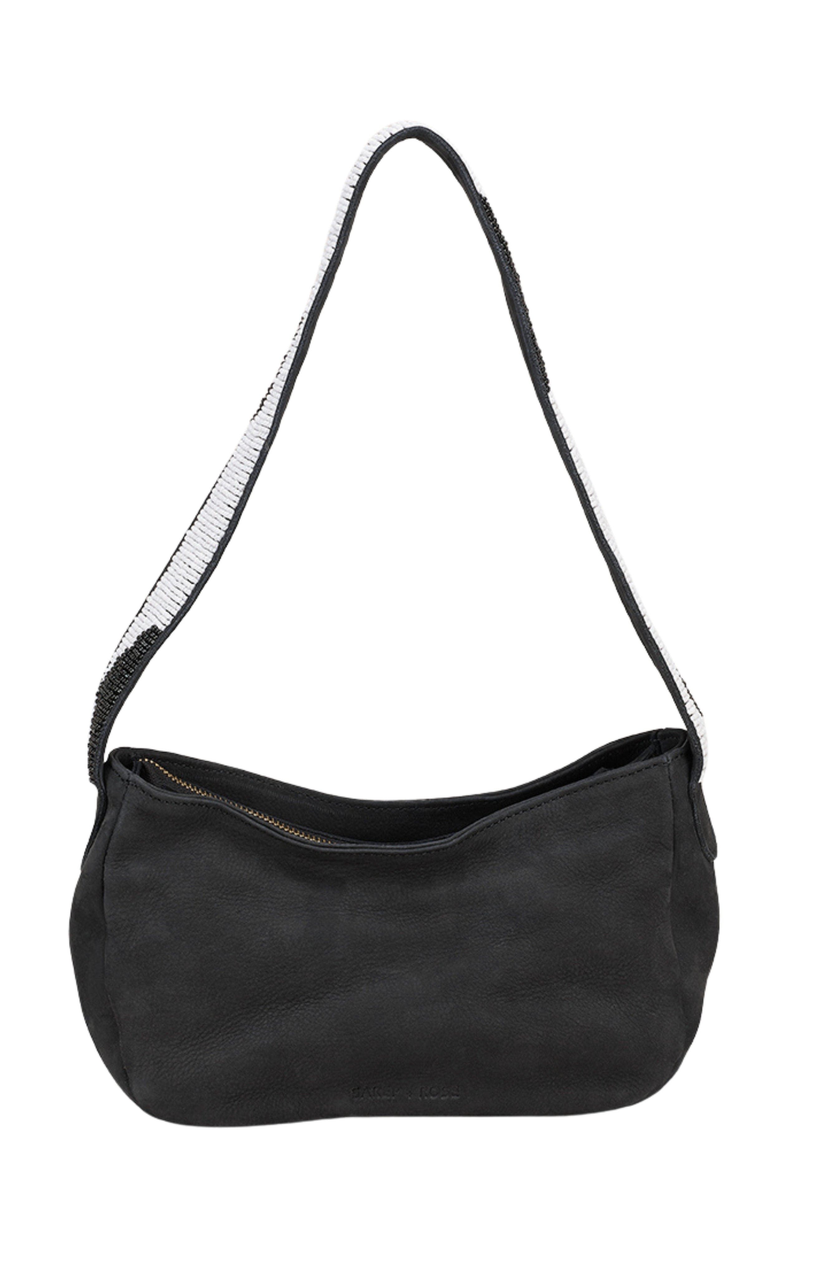 Sarep + Rose Hand-Beaded Shoulder Bag, Alternate, color, Black Nubuck