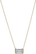 BY ADINA EDEN Lab Grown Diamond Emerald Semi Bezel Pendant Necklace 14K