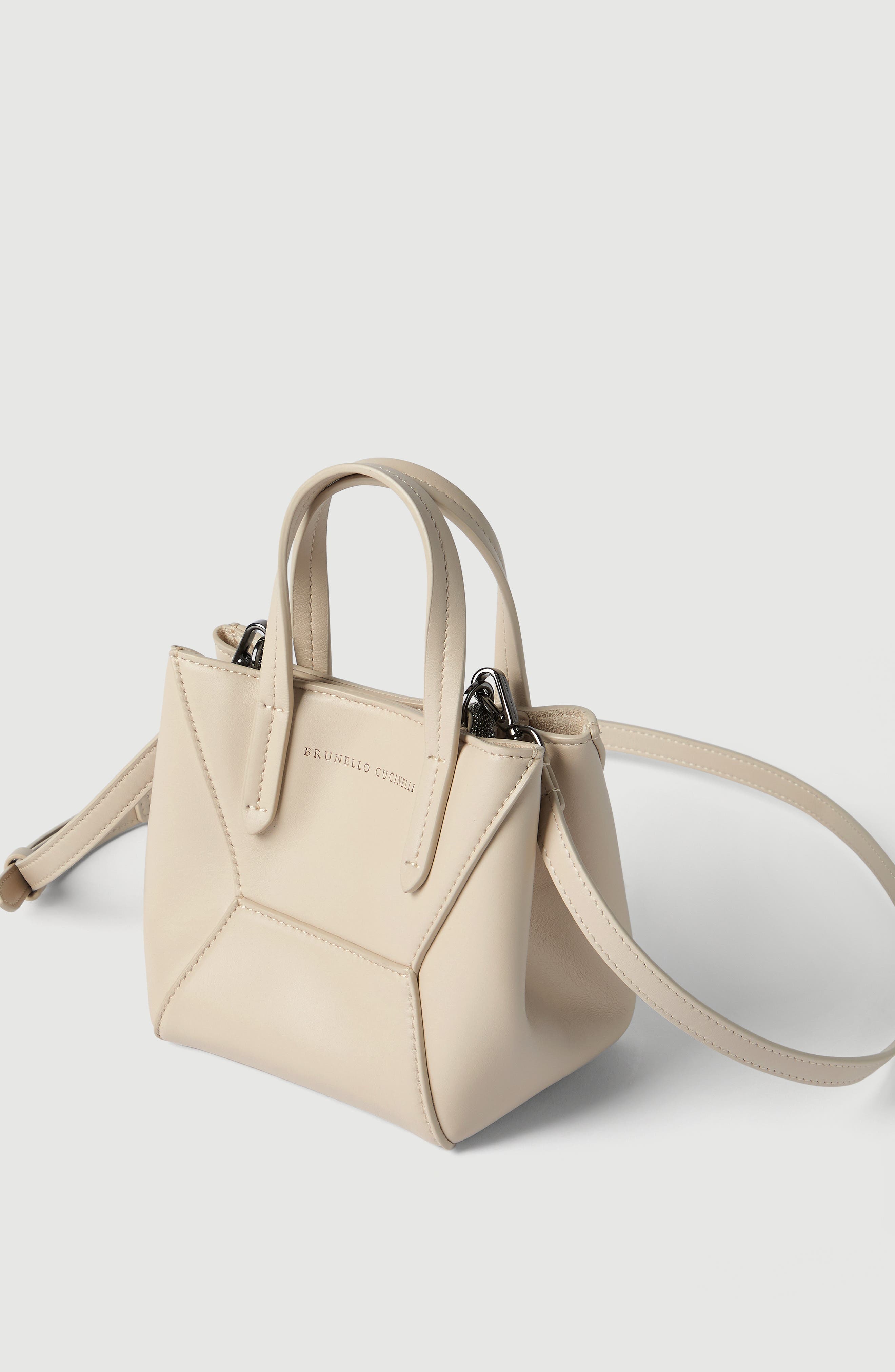 BC Duo mini bag in calfskin with monili, Alternate, color, Ivory