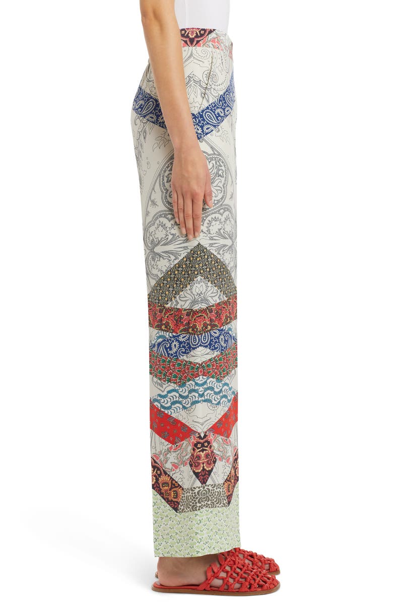 Etro Patchwork Print Silk Palazzo Pants, Alternate, color, 
